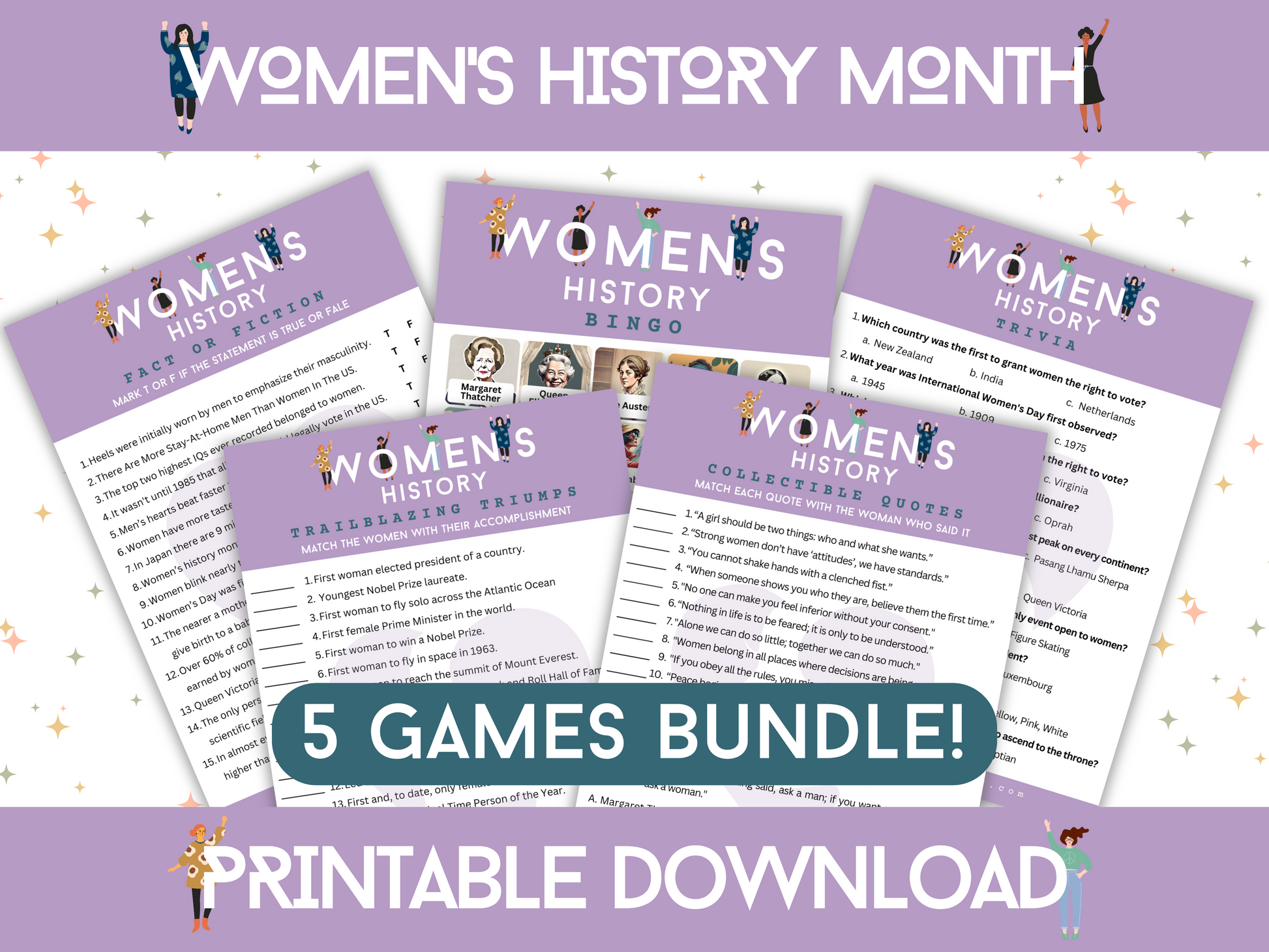 Womens history month activity worksheets