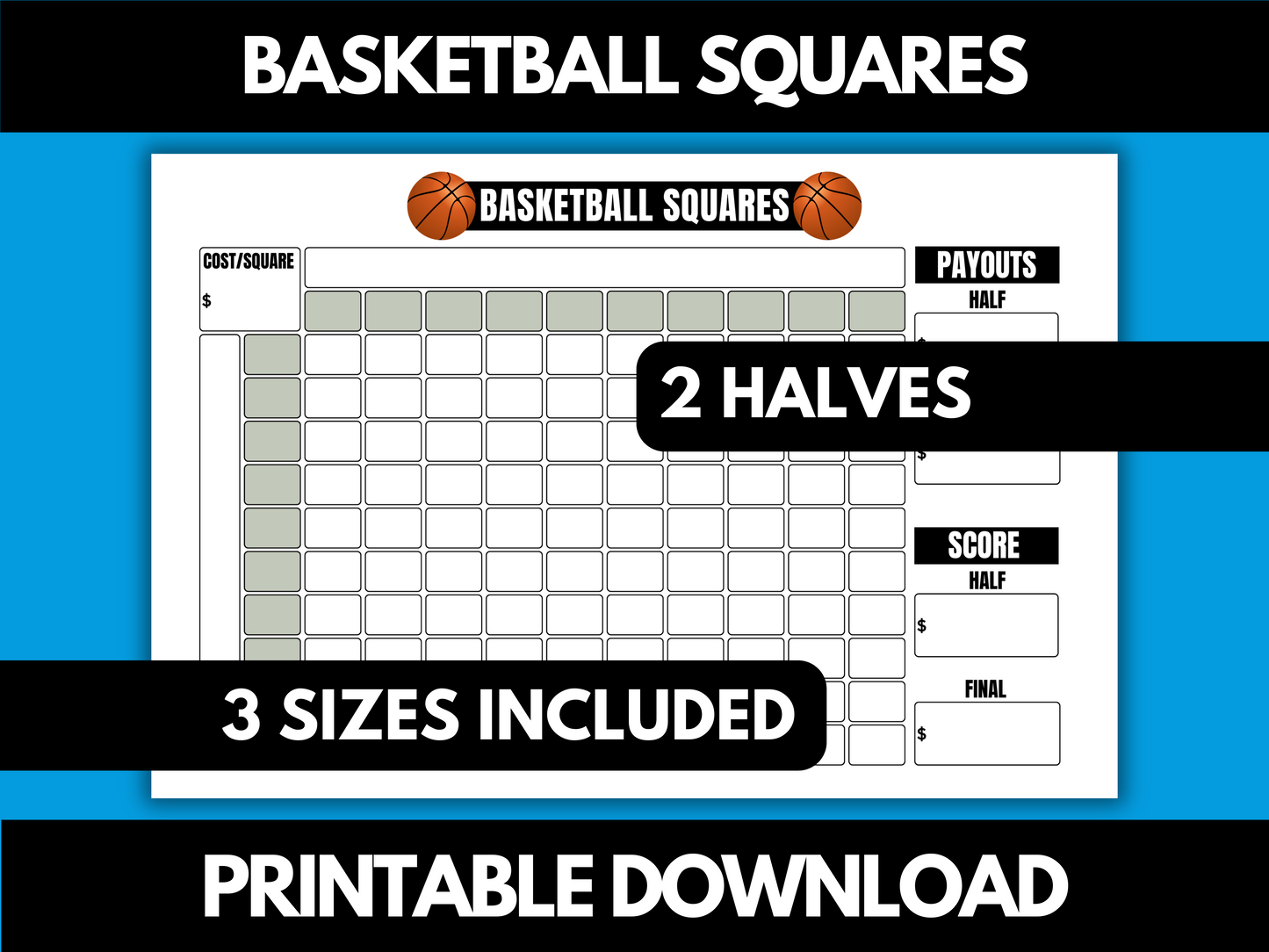 Mens basketball pool squares printable