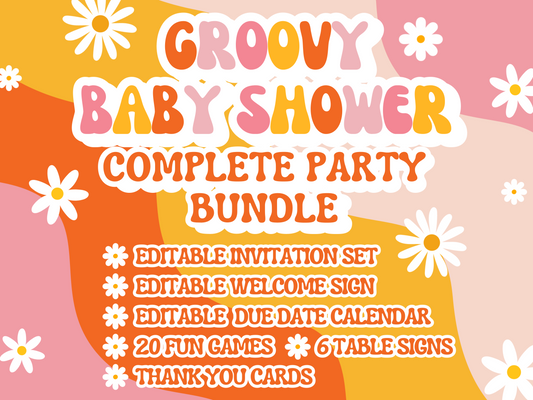 Groovy Baby Shower Printable Party Bundle