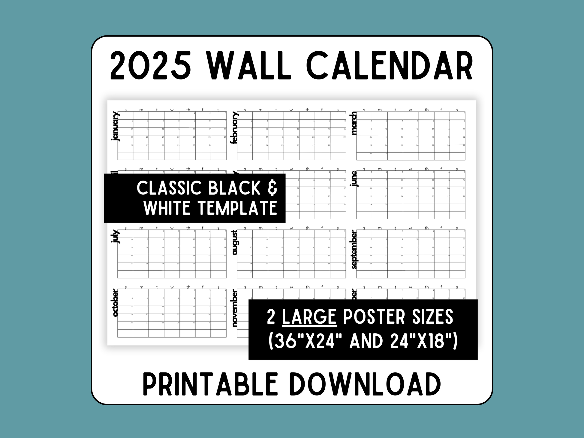 Giant 2025 Wall Calendar