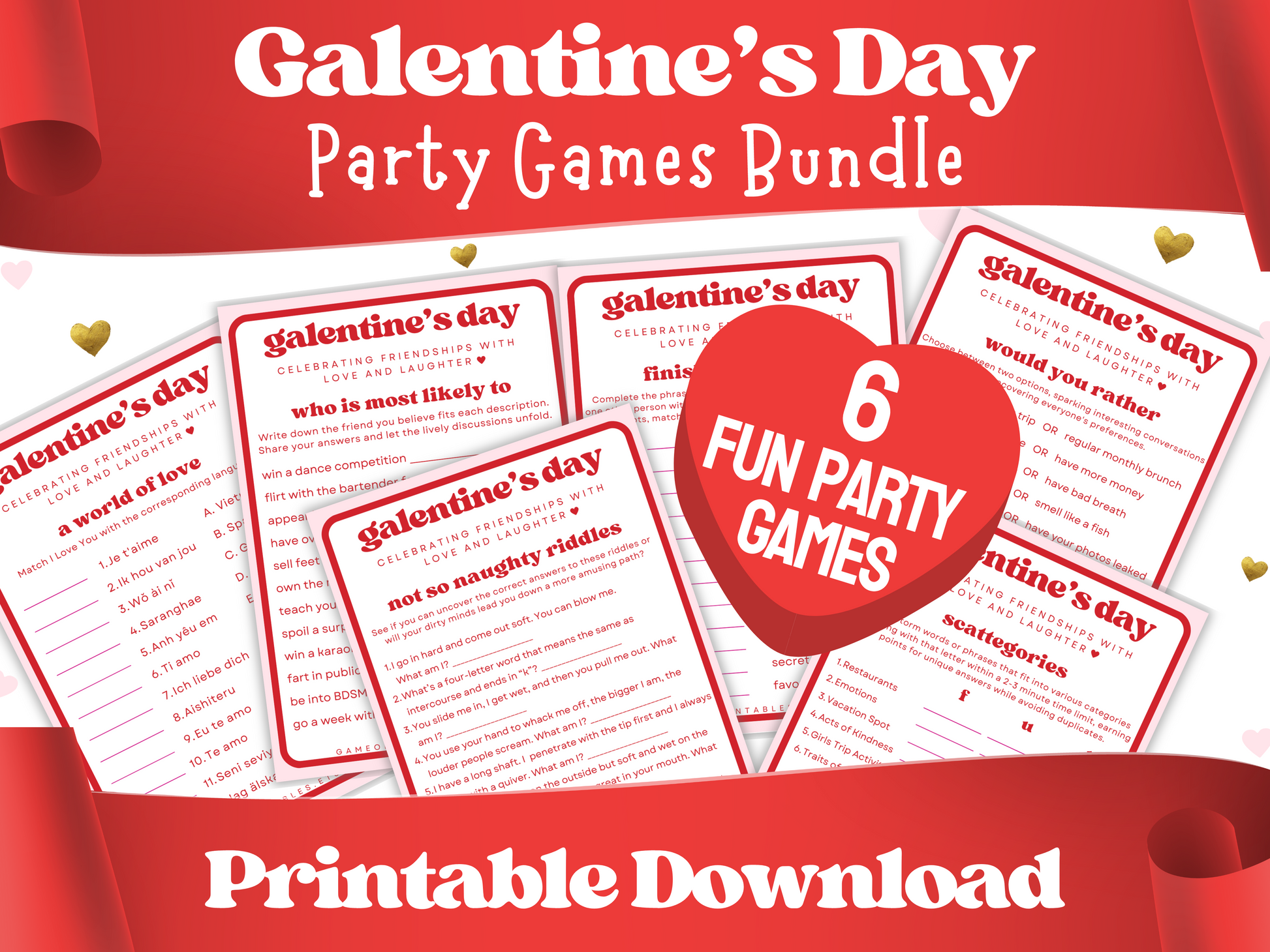 galentine valentine printable party games