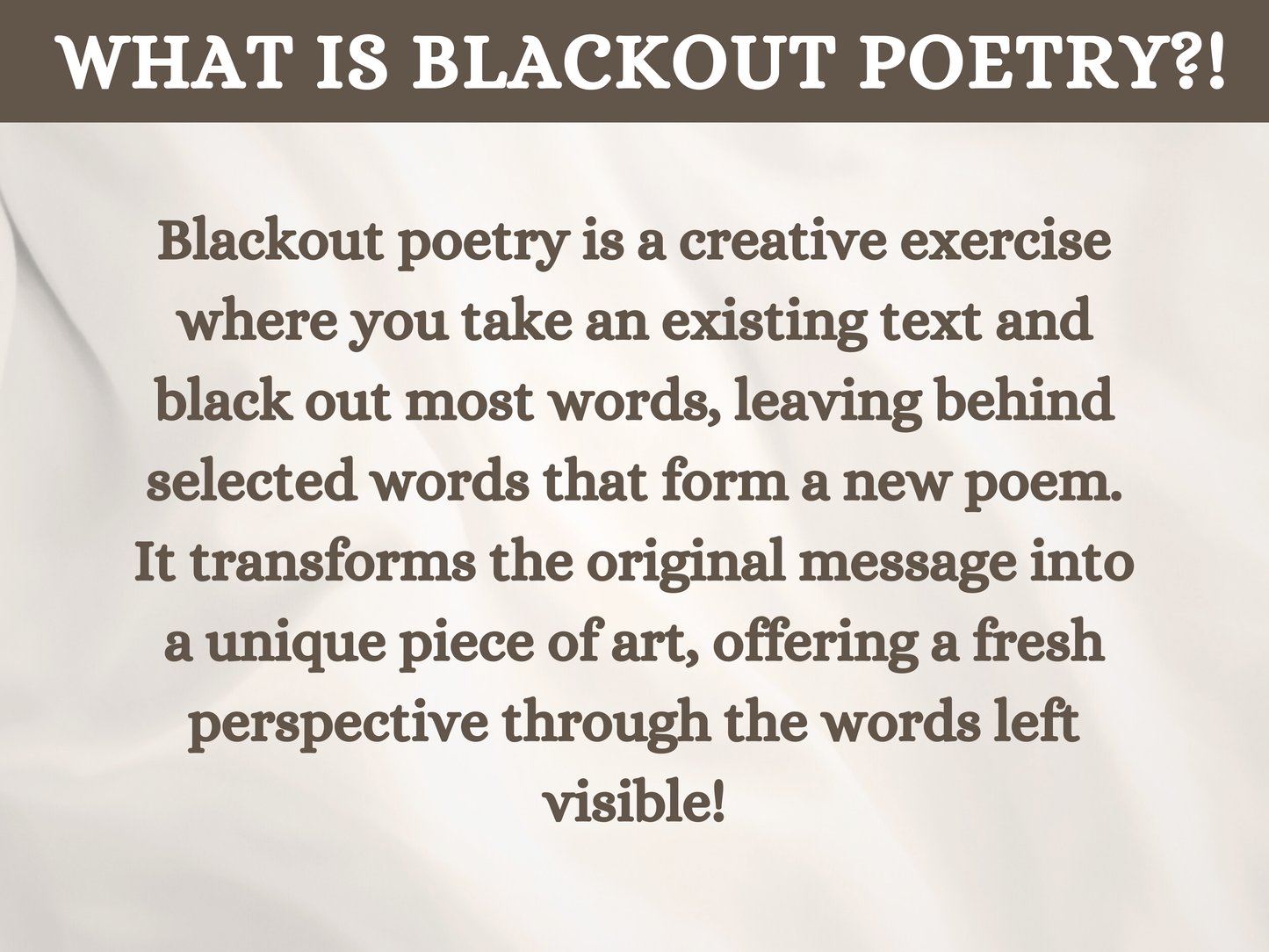 Blackout Poetry Worksheets