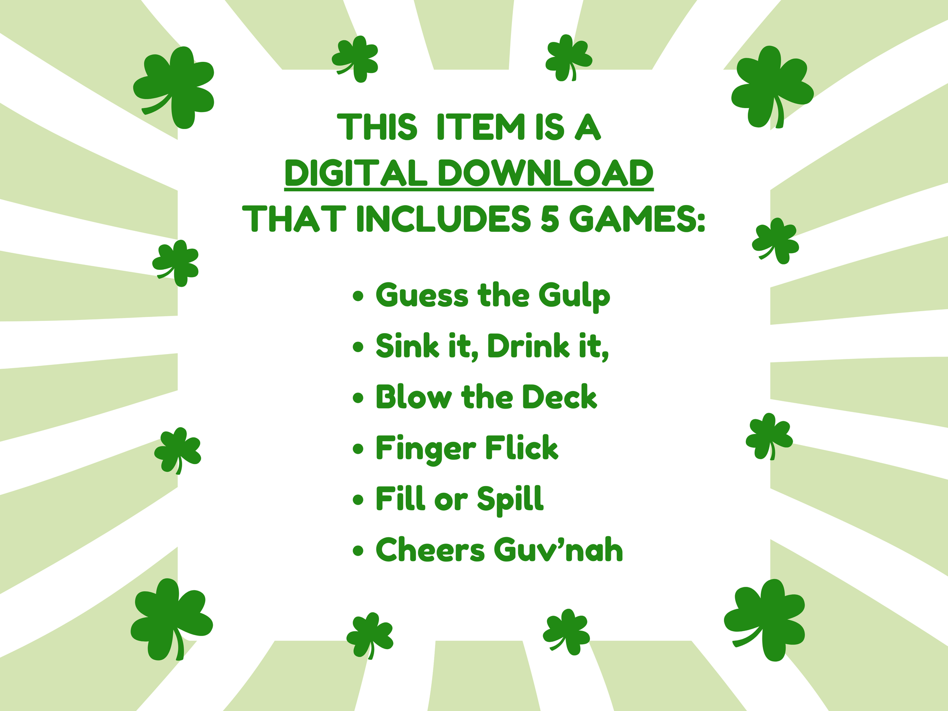 St Patricks Day 6 Drinking Game Bundle