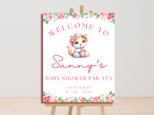 Cat Boba Baby Shower Welcome Sign