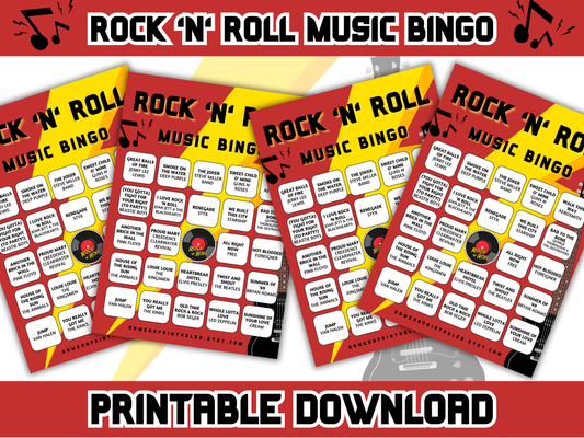 Rock n Roll Music Bingo with Playlist