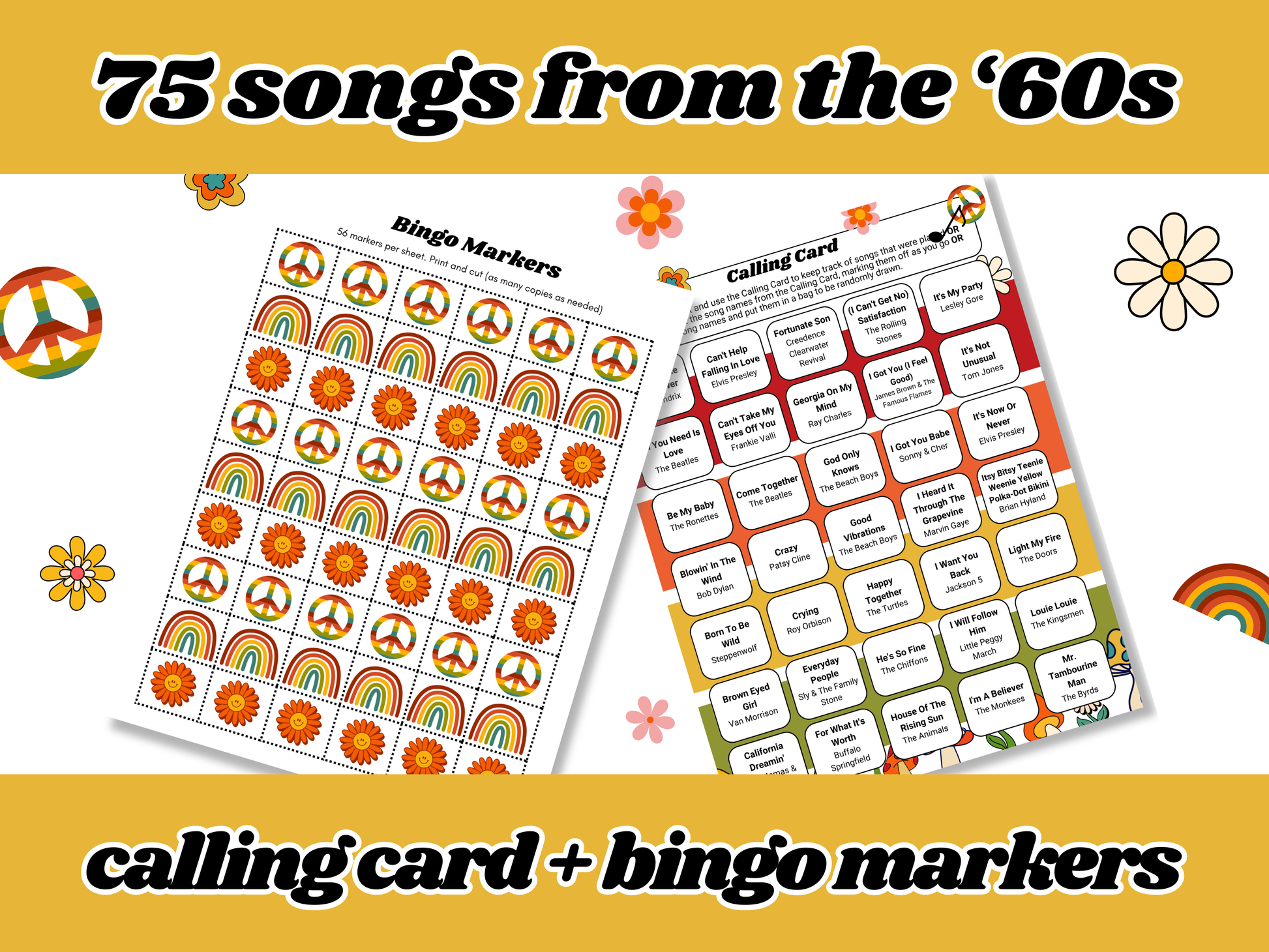 60 Music Bingo Printable Game With Playlist