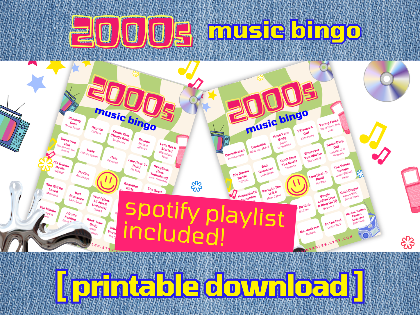 2000s Music Bingo With Playlist Printable Game