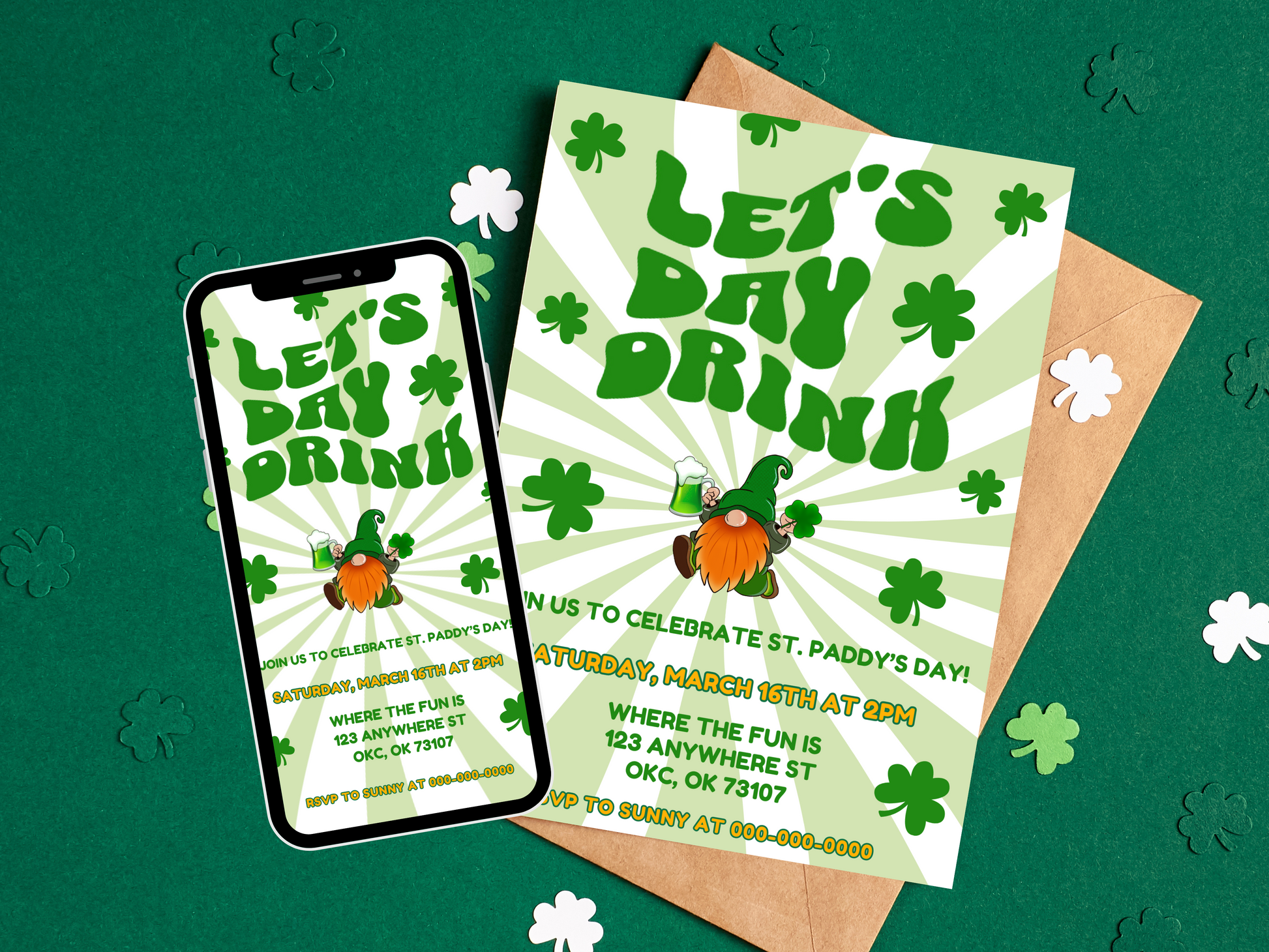 St Patricks Day, Lets day drink party invitation