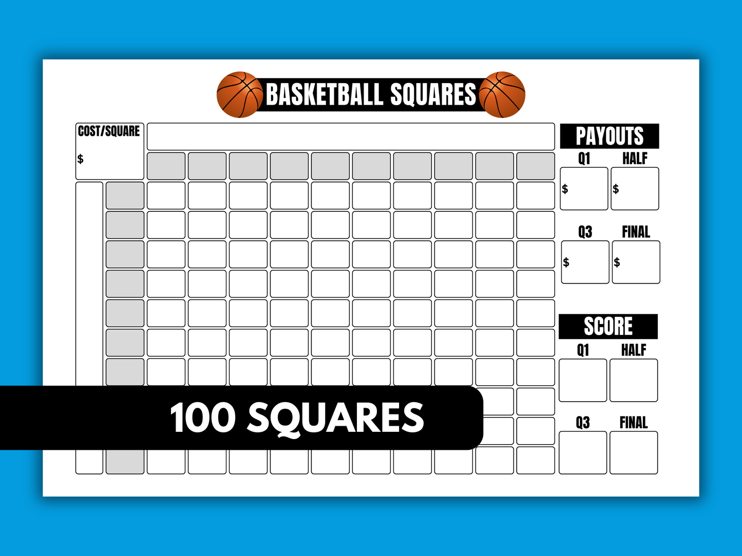 Womens basketball pool squares printable