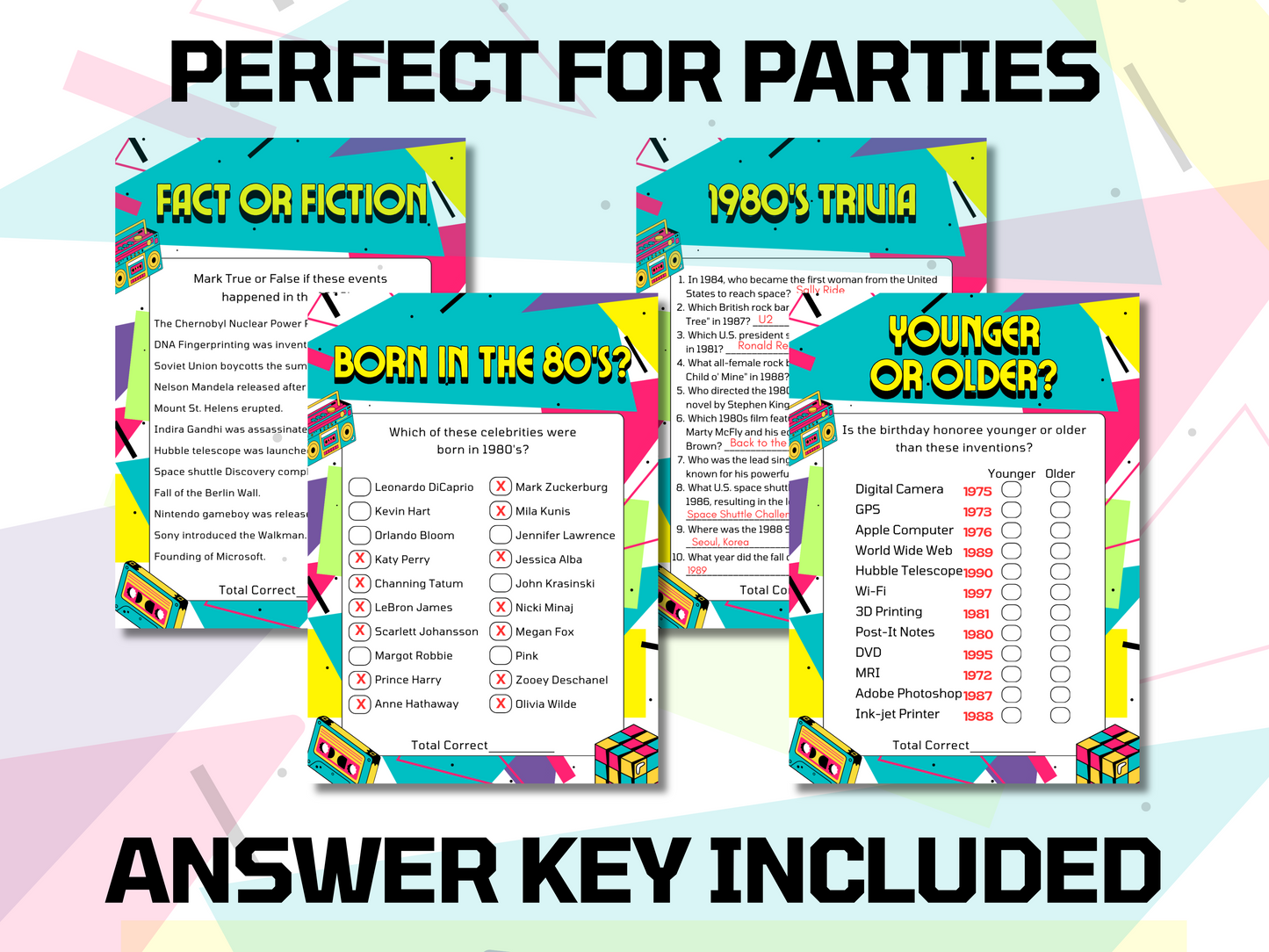 80s themed printable birthday party games