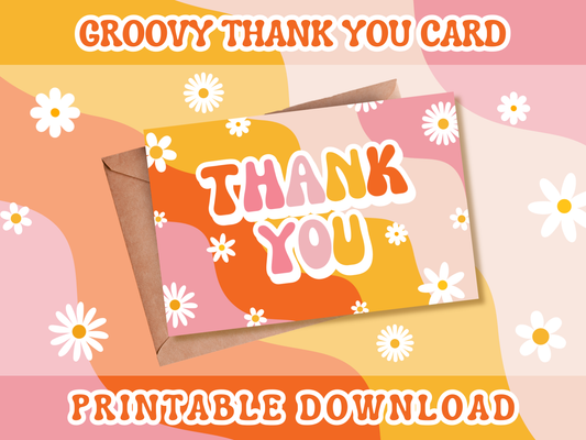 Groovy Thank You Cards, Printable