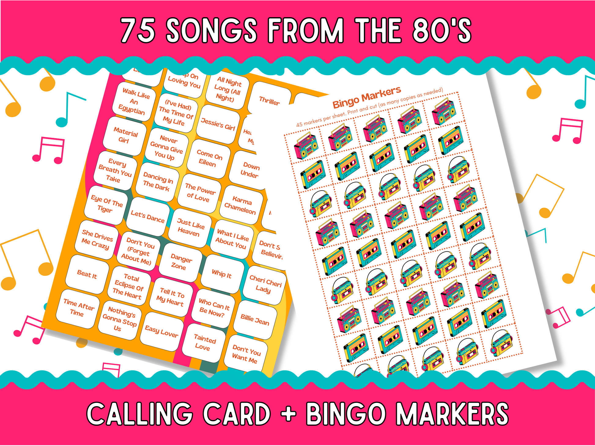 80s Music Bingo Printable Game With Playlist