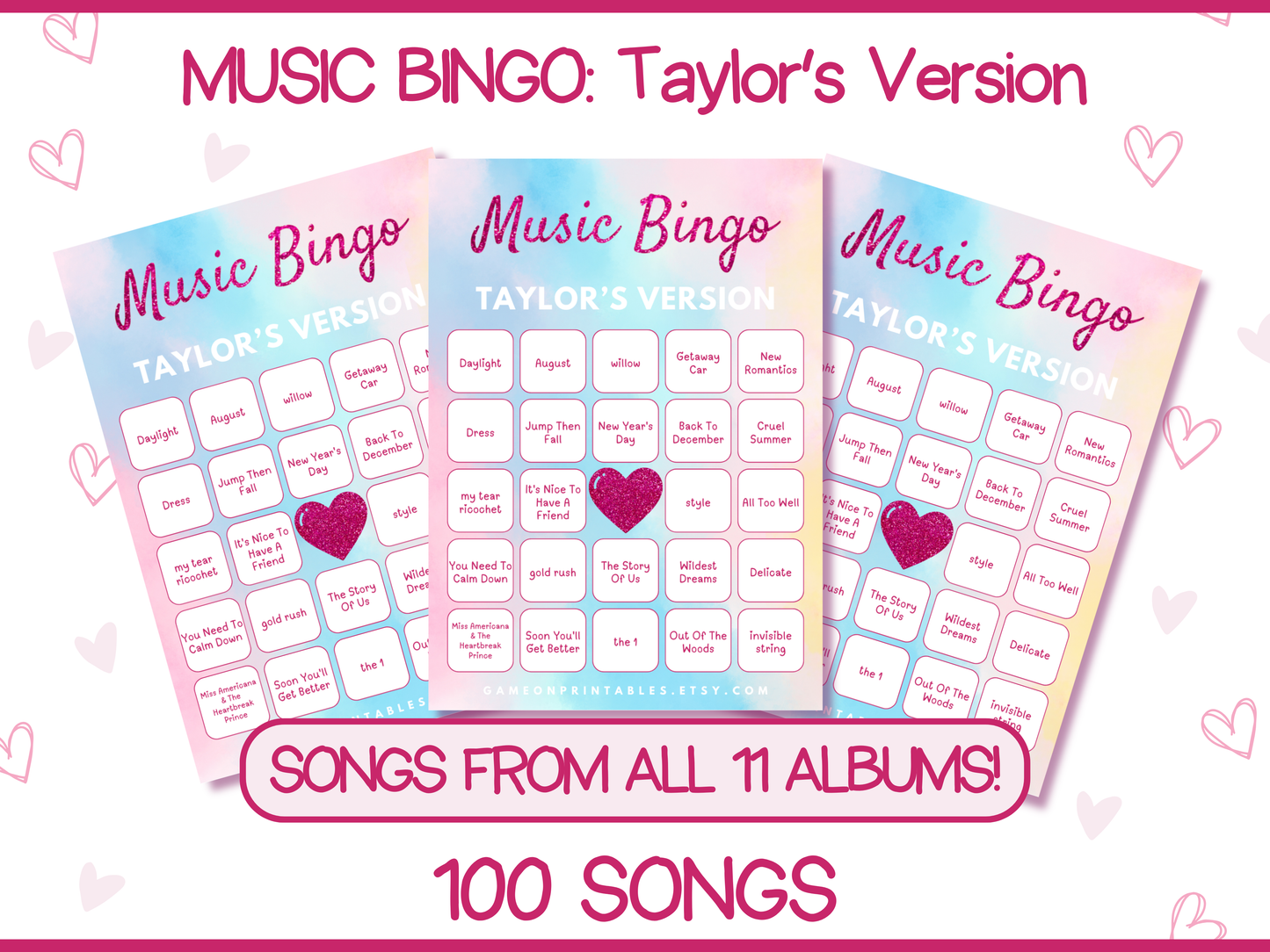 Swift Music Bingo with Playlist