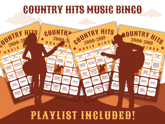 Country Hits Music Bingo with Playlist