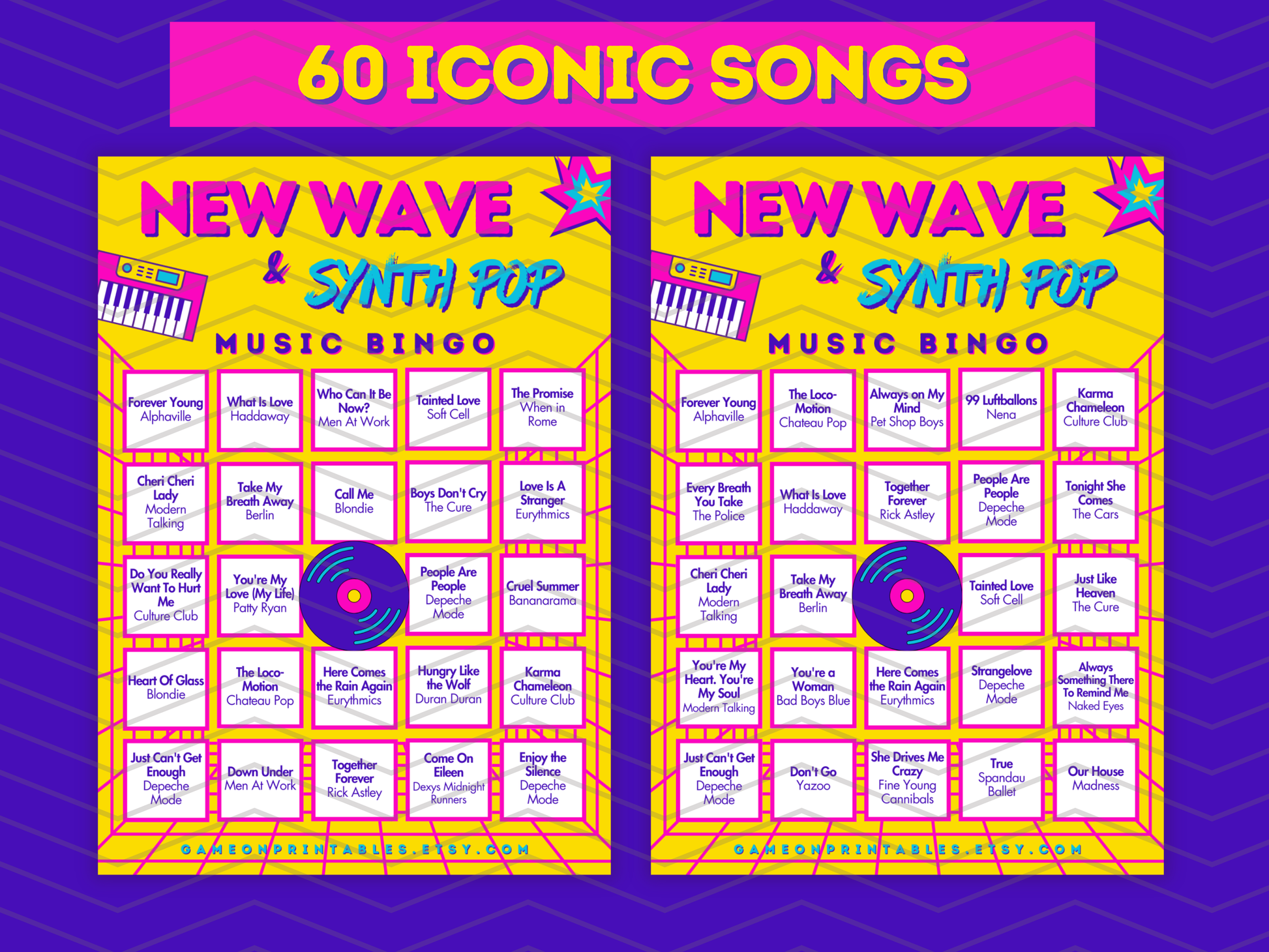 New Wave & Synth-Pop Music Bingo with Playlist