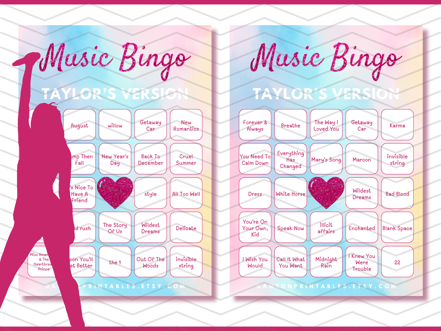 Swift Music Bingo with Playlist