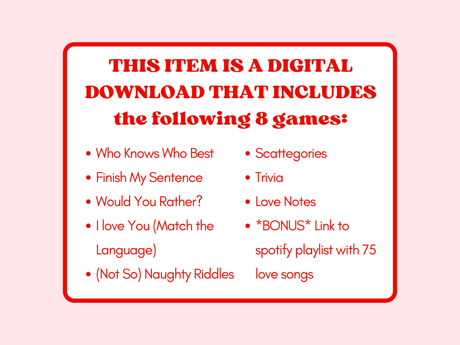 Valentines Day printable party games for adults, couples