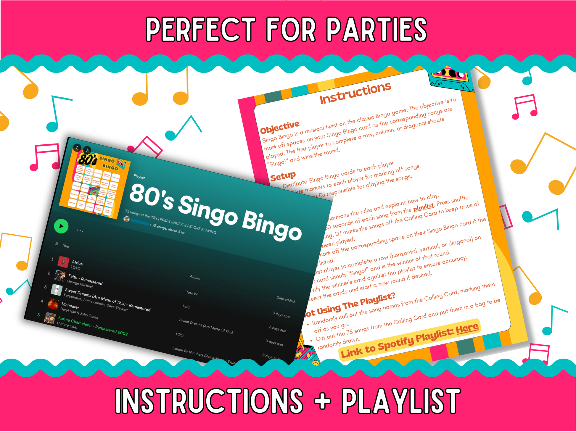 80s Music Bingo Printable Game With Playlist