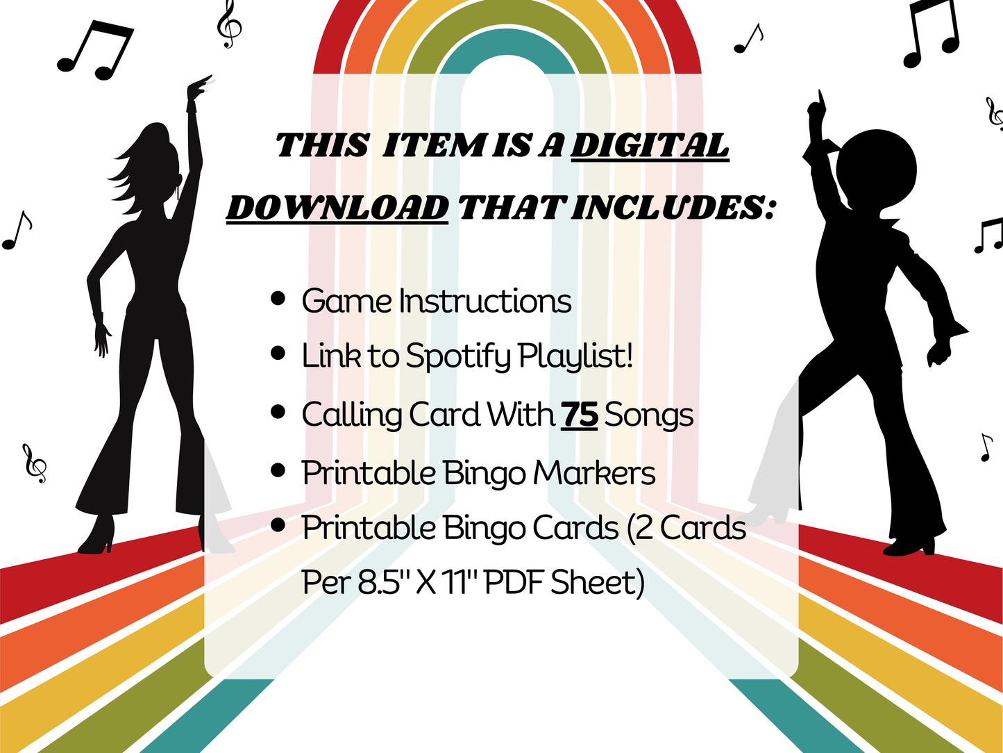 70s Music Bingo Printable Game With Playlist