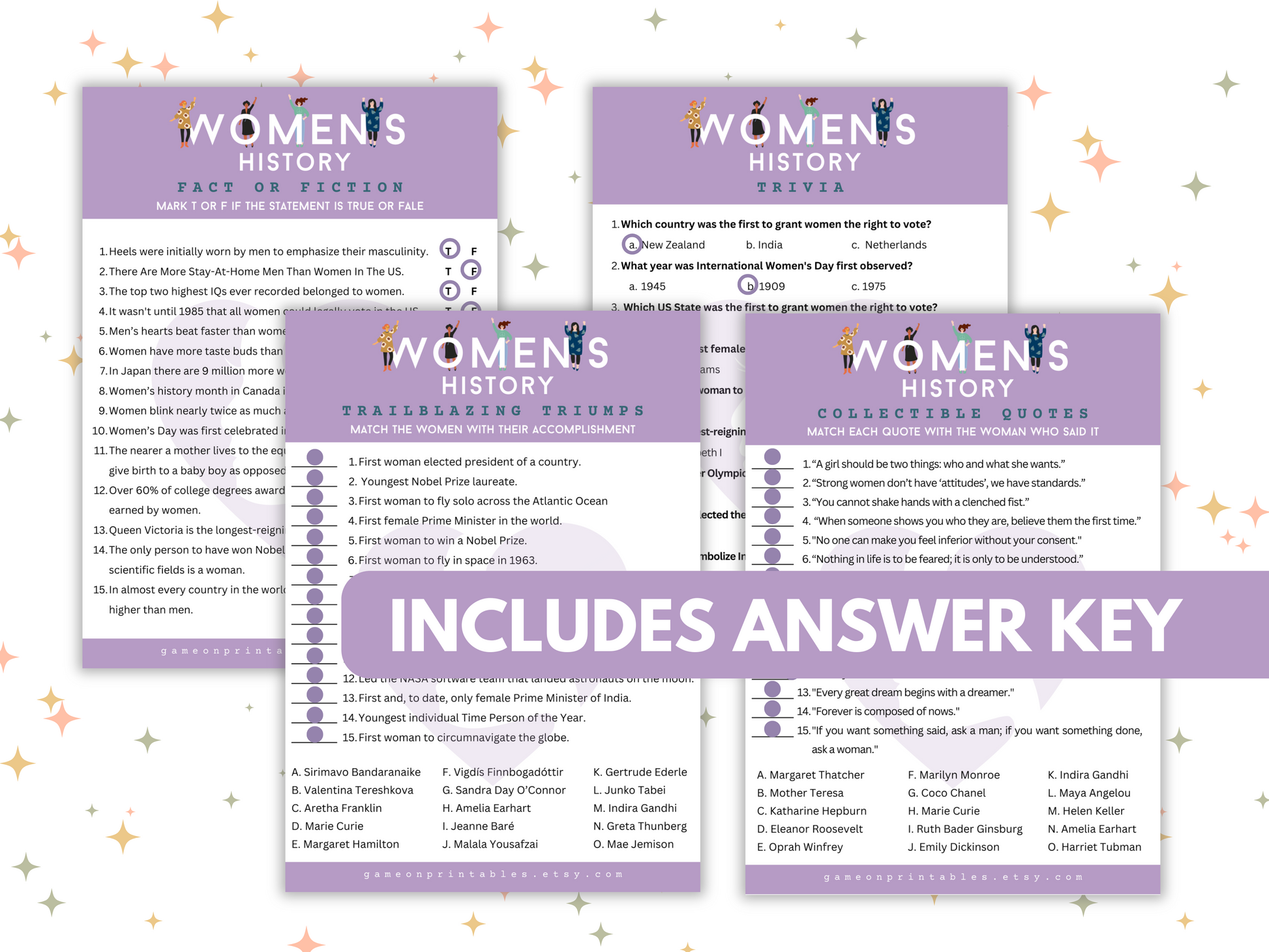 Womens history month activity worksheets