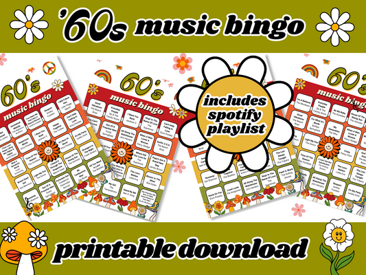 60 Music Bingo Printable Game With Playlist