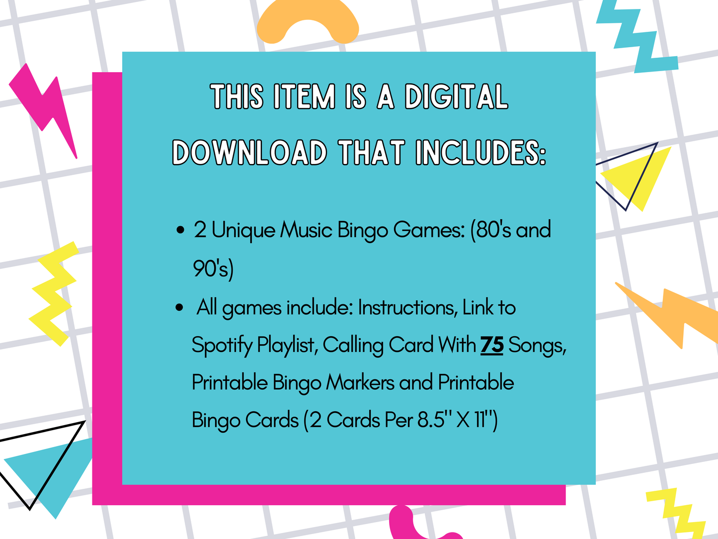 80s and 90s Music Bingo With Playlist Bundle