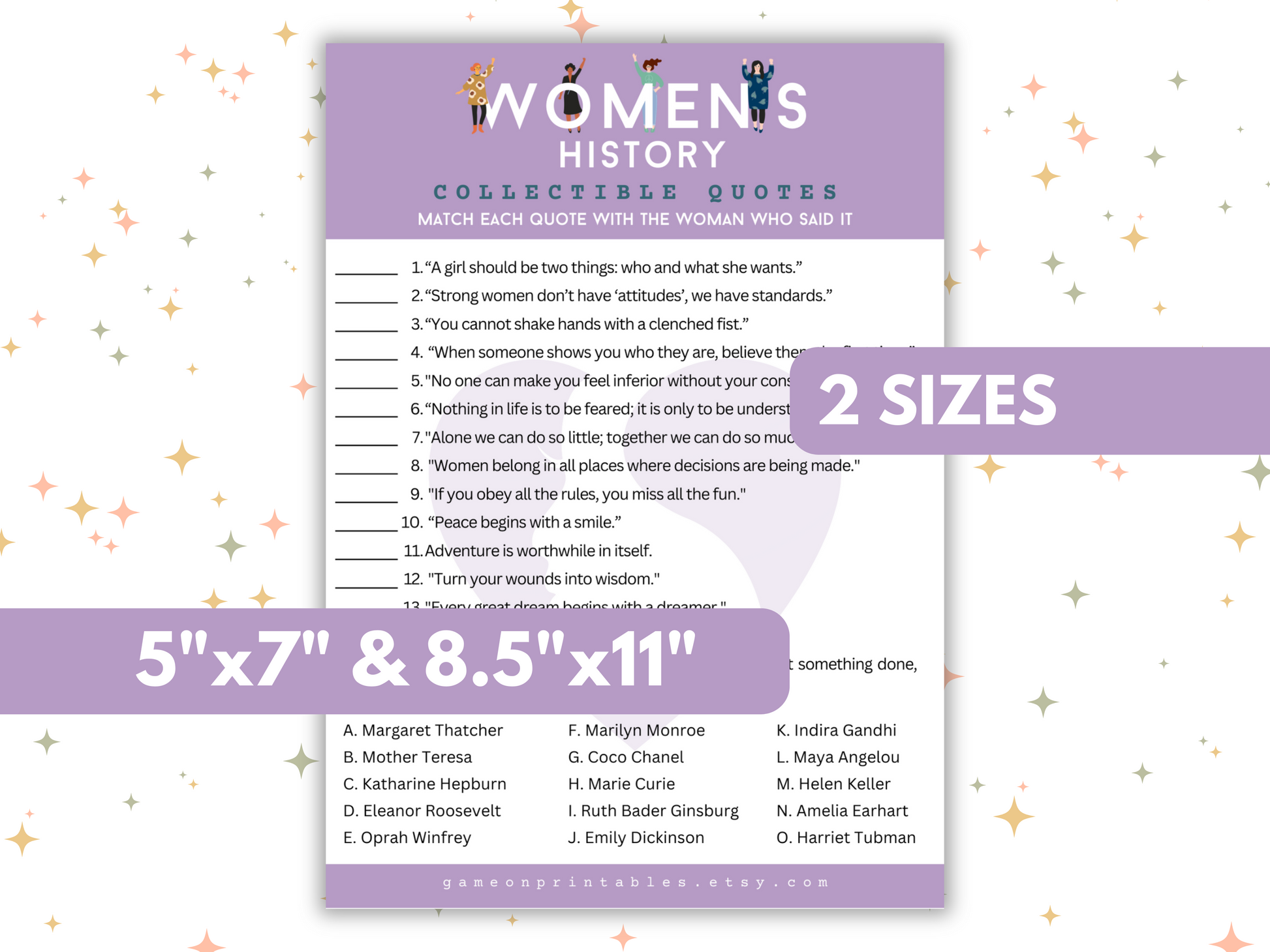 womens history month, international womens day printable game